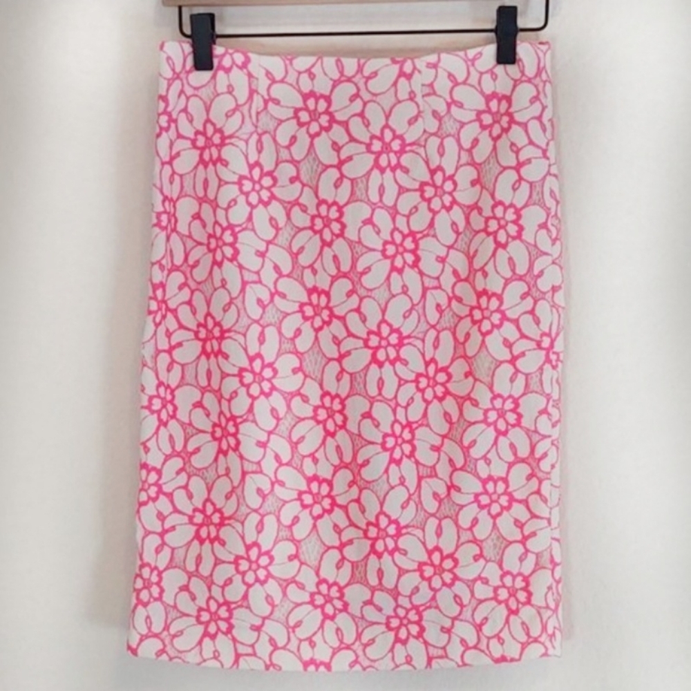 Lilly Pulitzer Hyacinth Fiesta Pink Pique Lace Pencil Skirt